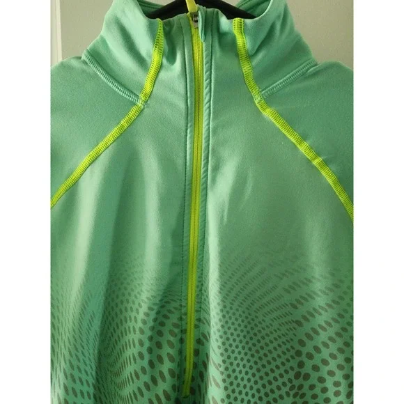 Nike Pro 1/4 Zip Pullover Long Sleeve Jacket Green Polka Dot Womens Medium - Picture 4 of 8